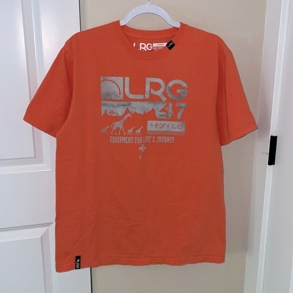 LRG Graphic Short Sleeve T Shirt Light Salmon Orange Sz L  Excellent Condition